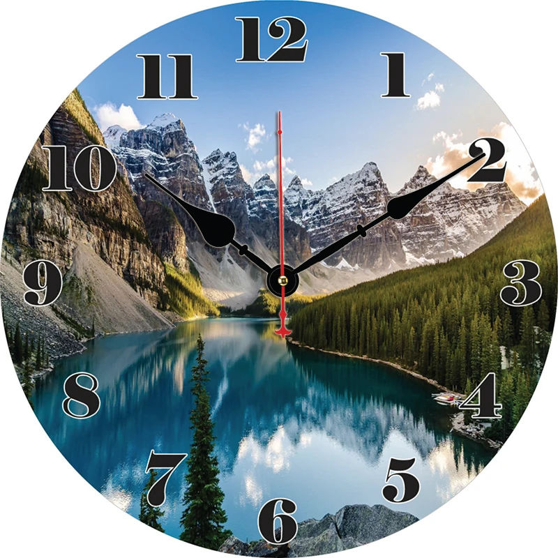 Clock Sencery Natural Scenery Mountains Lakes Large Clock Living Room Home Decor ...