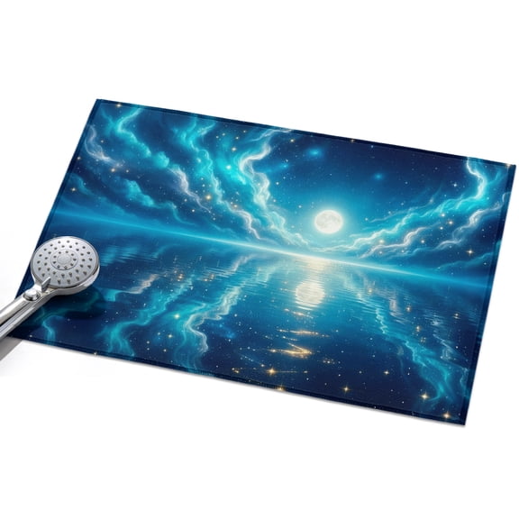 Natural Scenery Washable Area Rug 2 x 3 ft Moonlight Sea Surface Reflection Dreamy Clouds, Soft Non Slip Rugs Stain Repellent Indoor Felt Carpet for Living Dining Room Bedroom Home Office