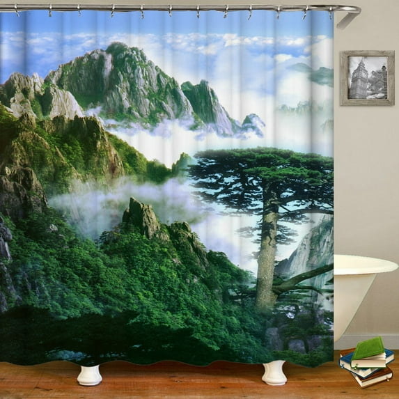 Natural Scenery waterproof Fabric Shower Curtain Bathroom Curtains With 180X180cm landscape Bath Screen Home Decoration