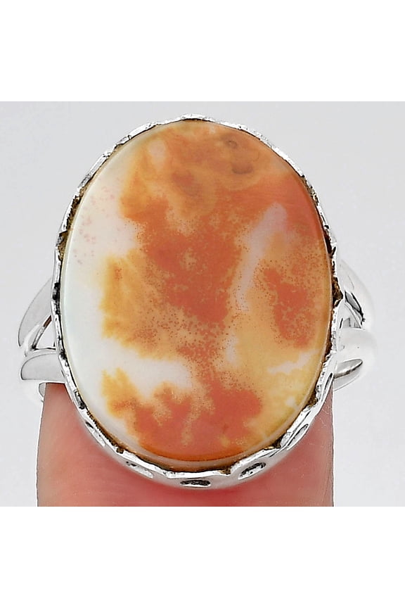 Natural Scenic Dendritic Agate 925 Sterling Silver Ring s.9 Jewelry R-1428 SDR247020