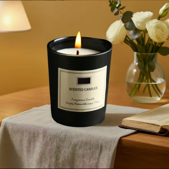 Natural Scented Candle,Aroma Candle Gift,Geranium & Basil Perfume Handmade Soy Wax in Glass Jar 12 Hours,Prefect for Meditation Stress Relief Mood Boosting