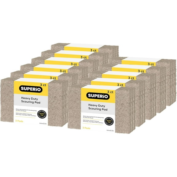 Natural Scouring Pad Non-Scratch Sisal Plant Based Scrubber Cleaning Scrub Pads, Eco-Friendly Reusable Kitchen Scrubbing Pad Pack of 33, by Superio