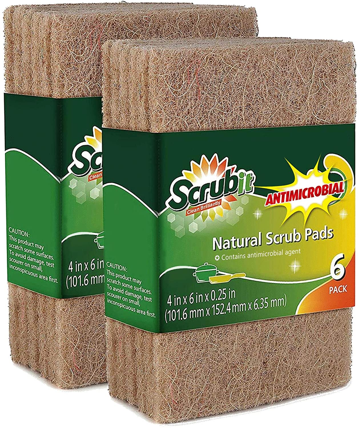 Natural Scouring Pads (12 Pack) Eco Friendly Scrubbing Pads for