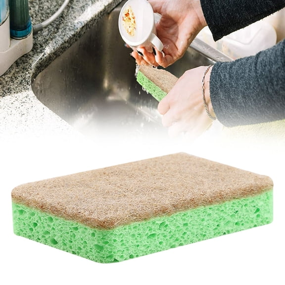 Natural Scrub Sponge Non Scratch Biodegradable Cellulose Sponges With Tough Scouring Pad For Kitchen Bathroom Cleaning