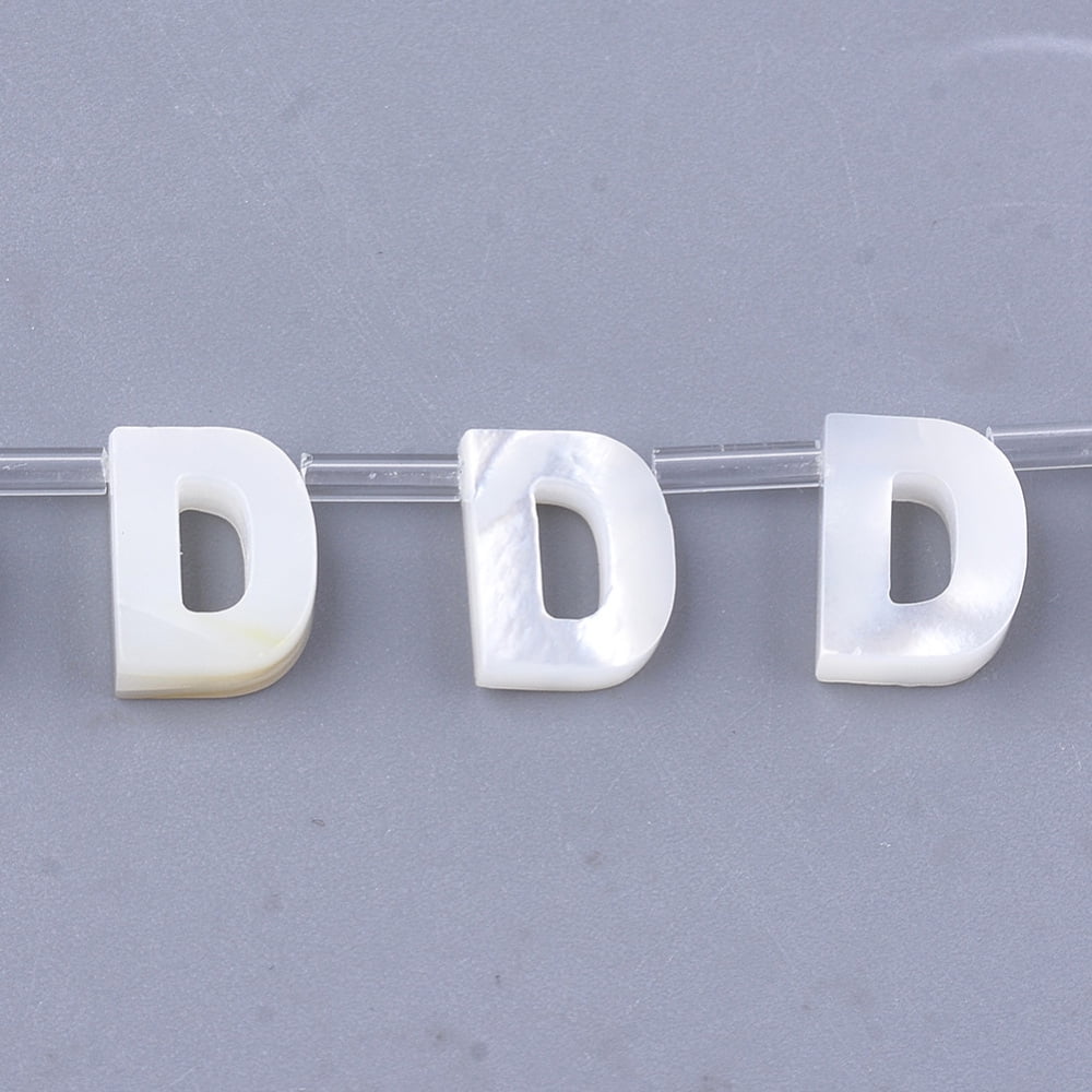 Natural Sea Shell Beads White Shell Mother of Pearl Shell Top Drilled Beads Letter.D 10x2.5-11.5x3mm Hole: 0.8mm