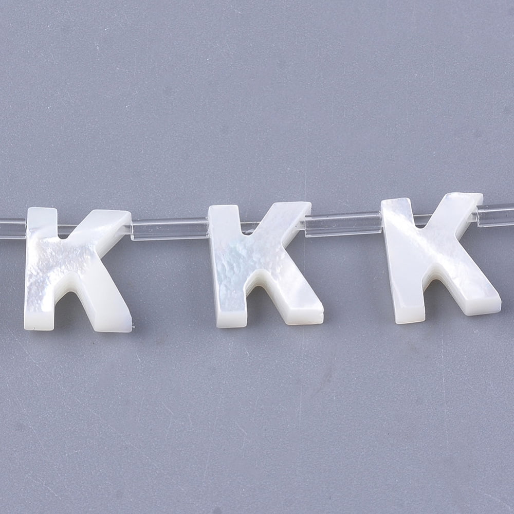 Natural Sea Shell Beads White Shell Mother of Pearl Shell Top Drilled Beads Letter.K 10x2.5-11.5x3mm Hole: 0.8mm