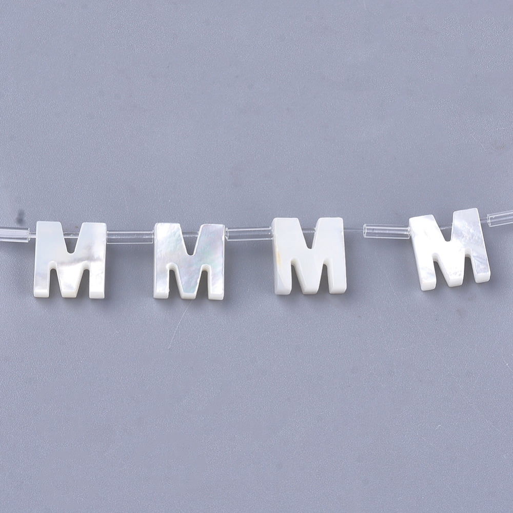 Natural Sea Shell Beads White Shell Mother of Pearl Shell Top Drilled Beads Letter.M 10x2.5~11.5x3mm Hole: 0.8mm