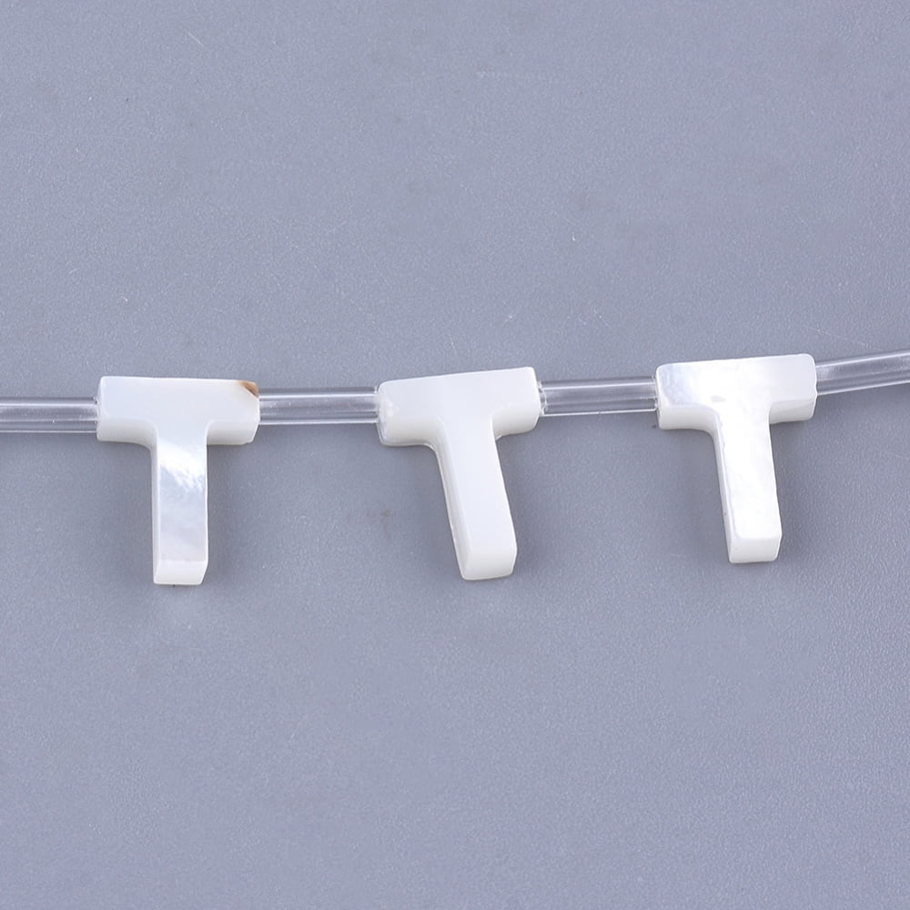 Natural Sea Shell Beads White Shell Mother of Pearl Shell Top Drilled Beads Letter.T 10x2.5~11.5x3mm Hole: 0.8mm diy
