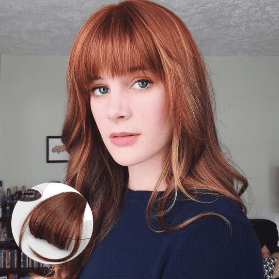 Natural Seamless Hair Extensions with Sideburns Hand Woven Long Airing Bangs Both Sides Chemical Fiber Wig Topliu