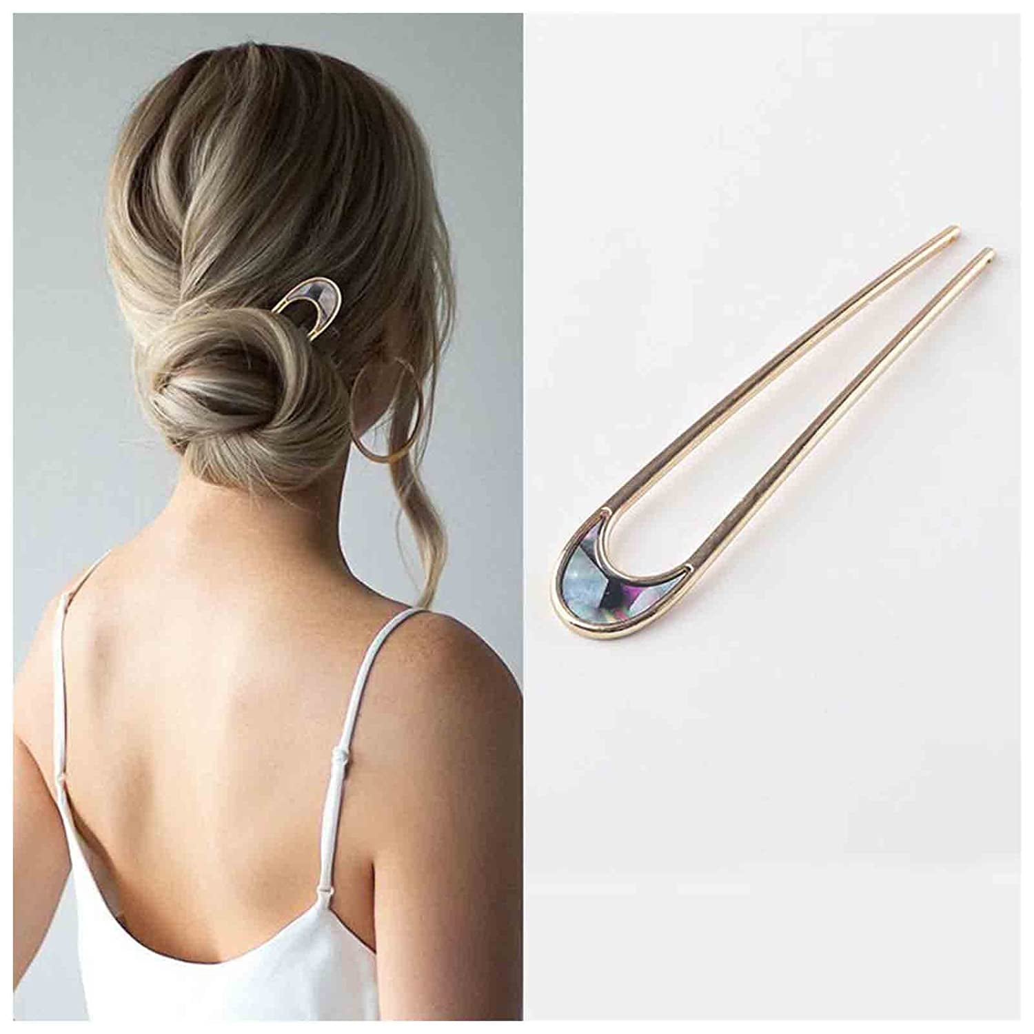 Natural Seashell Hair Clip Shape Hairpin Updo Bun Chignon Pin Shell