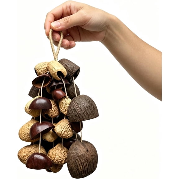 Natural Seed Pod Rattle Wind Chime, 33 Seed Pods Handmade Meditation Bell with Soft Calming Sound, Boho Home Decor for Garden Patio Window, Dual-Use Hang or Shake, Yoga Gift(1pc)