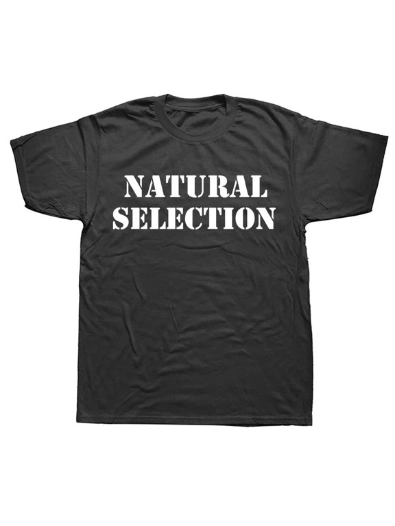 Natural Selection Evolution Graphic Text Printing Loose Harajuku Streetwear Short Sleeve Crew Neck T-Shirt