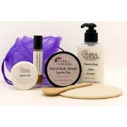 Pure & Natural Body Essentials Mini Self Care Gift Set, Spa Kit for Relaxation, Bath & Body Set, Patchouli Cedarwood Vetiver, Plant-Based