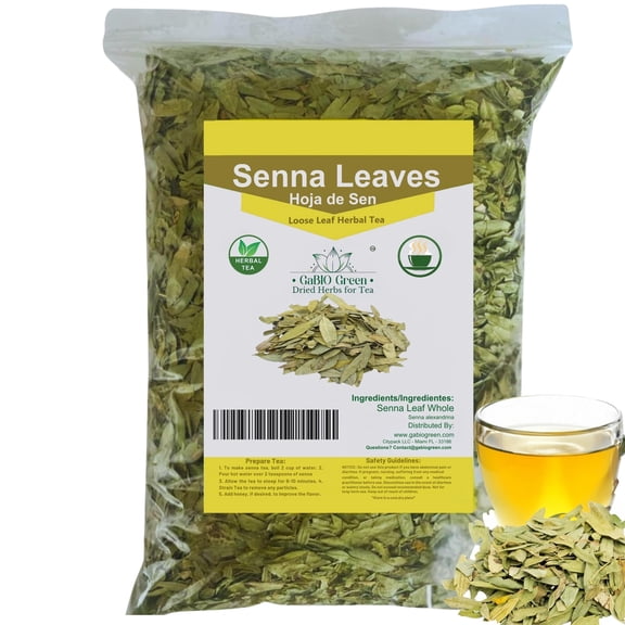 Senna Leaves Dried Whole, Hoja Sen Herbal Tea, Senna alexandrina, Single Ingredient Loose Herbal Infusion, Resealable Bag, 2.1 oz Gabio Green