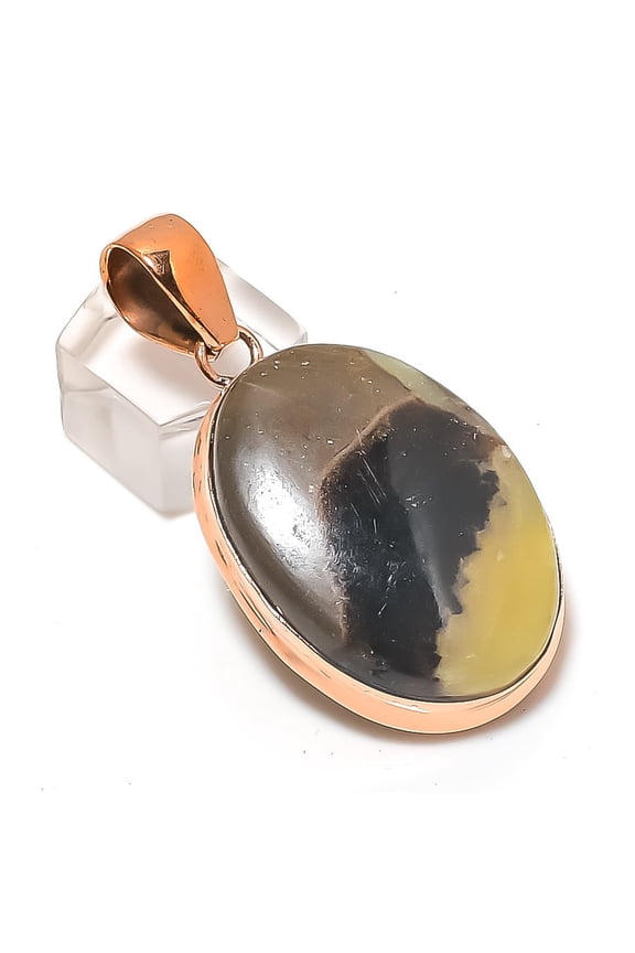Natural Septerian Stone Gemstone Handmade Copper Jewelry Pendant 2.09"