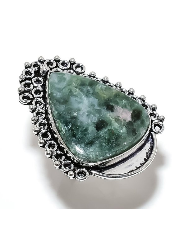 Natural Seraphantine Gemstone Handmade 925 Sterling Silver Ring Size 6