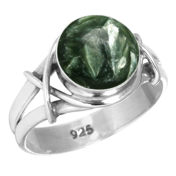 Natural Seraphinite Ring 925 Sterling Silver Handmade Jewelry