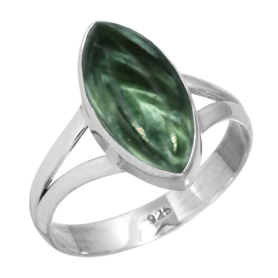 Natural Seraphinite Ring 925 Sterling Silver Handmade Jewelry