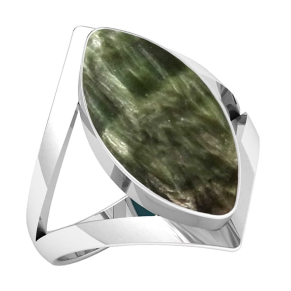 Natural Seraphinite Women Jewelry 925 Sterling Silver Ring