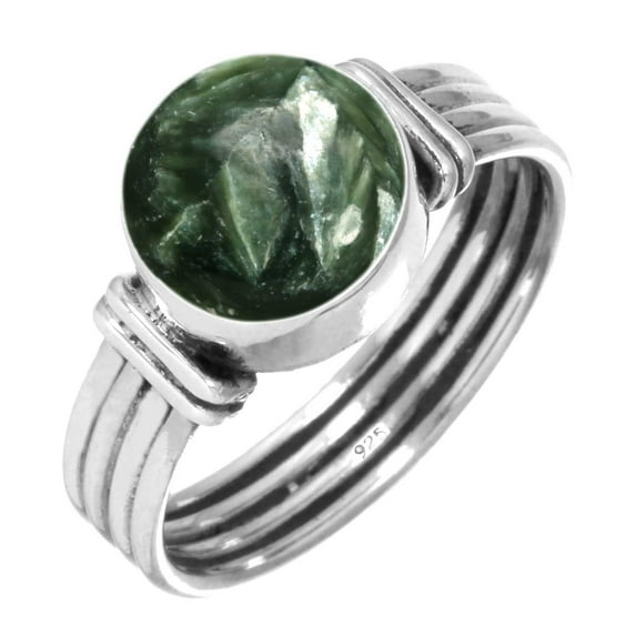 Natural Seraphinite Women Jewelry 925 Sterling Silver Ring