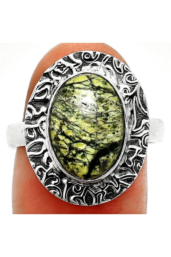 Natural Serpentine 925 Sterling Silver Ring s.8.5 Jewelry R-1649 SDR236541