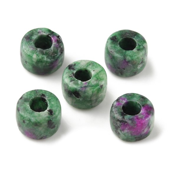Natural Sesame Jasper/Kiwi Jasper Imitation Ruby in Zoisite Beads Dyed Column 8x5.5~6mm Hole: 3~3.2mm diy