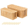 thumbnail image 1 of Natural Set (L+M) Rattan Style Cable Management Box for Desk, TV, PC, Router, 1 of 9