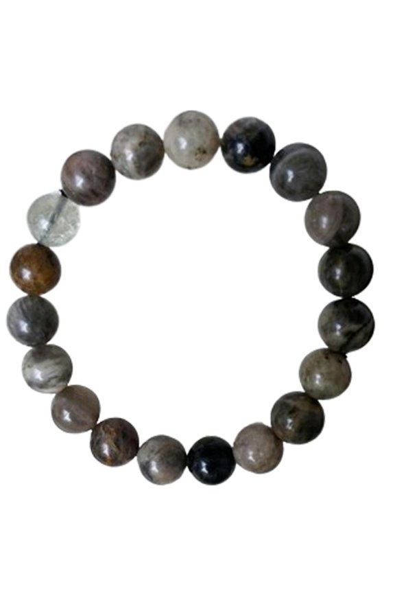Natural Shaded Black Moonstone 10mm Round Shape Smooth Cut Beads Stretchable Bracelet For Men & Women. Unisex Bracelet