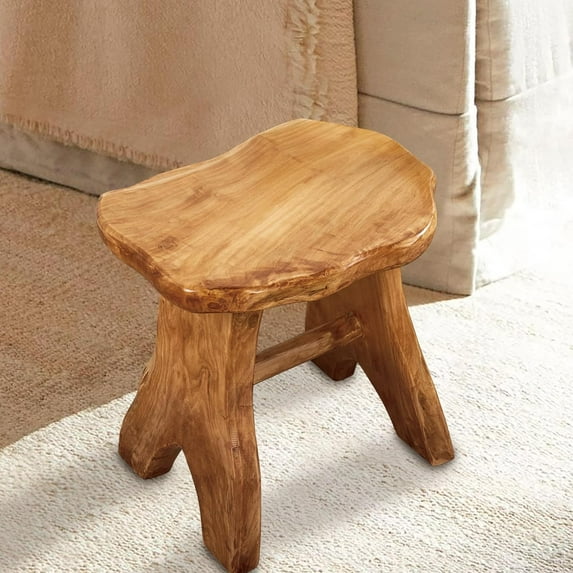Natural Shape Tree Stump Stool Solid Wood Cedar Root End Table Rustic Stand Live Edge Coffee Table 15"x12"x15" Vintage Side Table Living Room Bedroom Accent Outdoor Garden Foot Stool