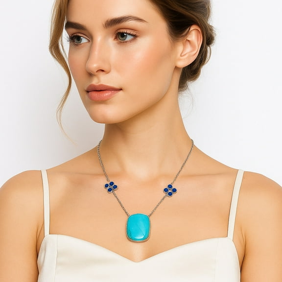 Natural Shattuckite - USA and Lapis 925 Sterling Silver Necklace Jewelry SDN1259