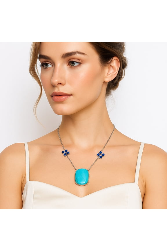 Natural Shattuckite - USA and Lapis 925 Sterling Silver Necklace Jewelry SDN1259