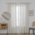 thumbnail image 1 of Natural Sheer Linen Curtains for Living Room 84 inch Length 2 Panels Set, Rod Pocket, W52 x L84, 1 of 5