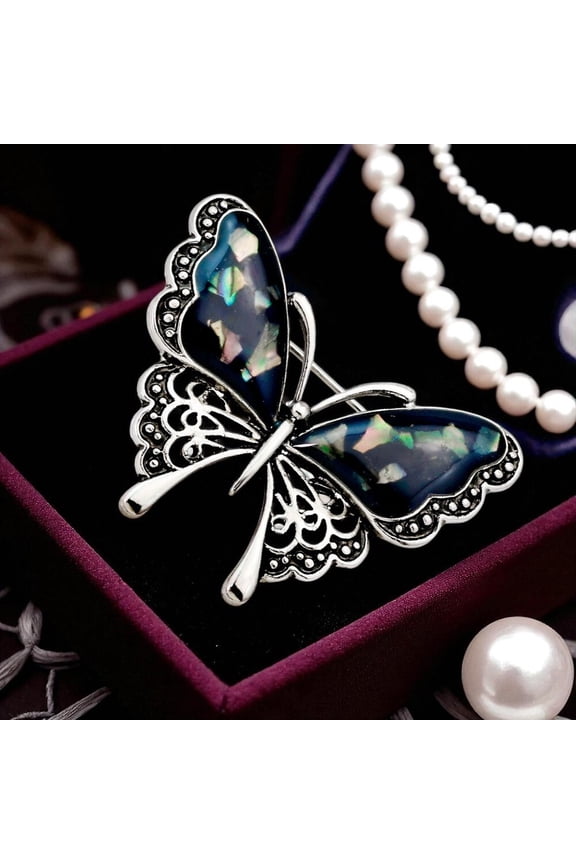 Natural Shell Butterfly Brooch Iridescent Seashell Pin for Backpack Halloween Christmas Gifts