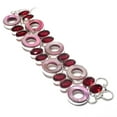 thumbnail image 1 of Natural Shell, Garnet Gemstone Handmade 925 Sterling Silver Bracelet 7-8", 1 of 2