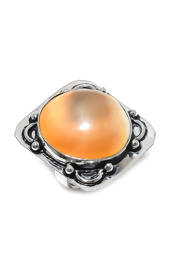 Natural Shell Gemstone Handmade 925 Sterling Silver Jewelry Ring Size 6