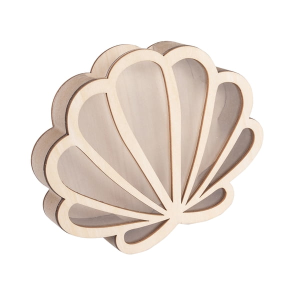 Natural Shell Storage Case with Stable Base, Coastal Theme Display organizers for Seashells Beach Cottage Accents