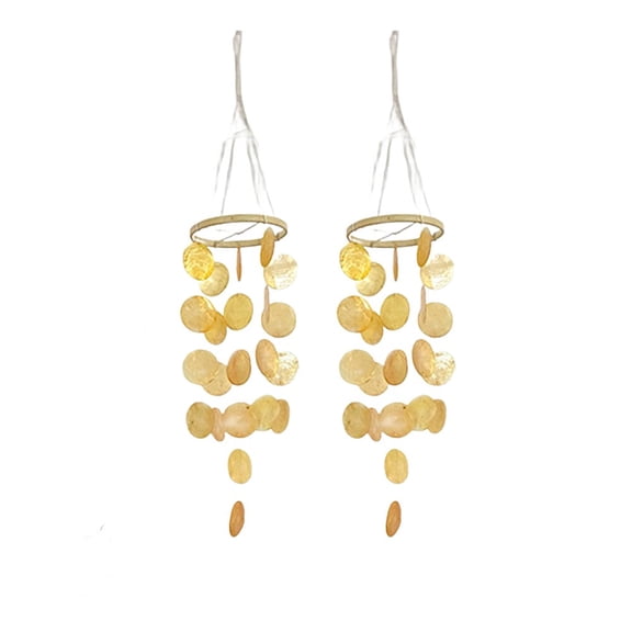 Natural Shell Wind Chimes for Garden Decoration, 73cm Outdoor Hanging Melodic Chime with Cotton Rope for Terrace Balcony Patio, Handcrafted Sea Shell Ornament Set