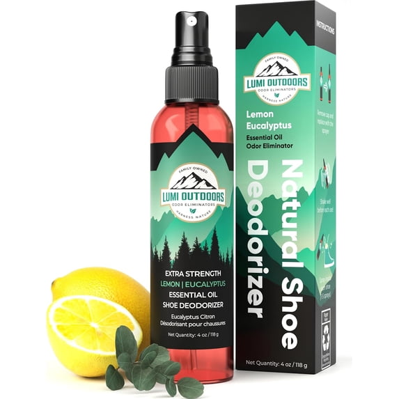 Natural Shoe Deodorizer Spray (700+ Sprays) - Extra Strength Shoe Odor Eliminator for Smelly Shoes & Foot Odor - Replaces Shoe Balls & Inserts - Eucalyptus Lemongrass