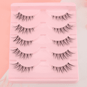 Natural Short Fox Eye False Eyelashes Multipack, Wispy Gradient Outer Corner Lifted Strip Lashes, Ultra Light Soft Lashes for No-Makeup Daily Casual Makeup