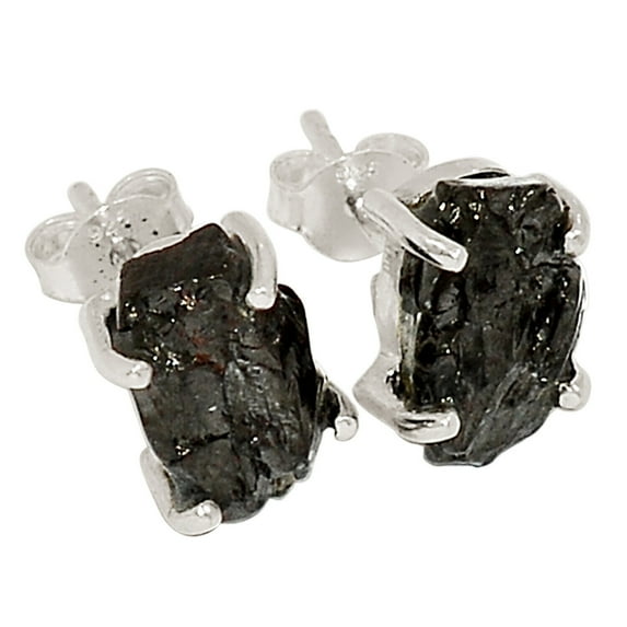 Natural Shungite 925 Sterling Silver Earrings - Stud Jewelry ALLE-15335