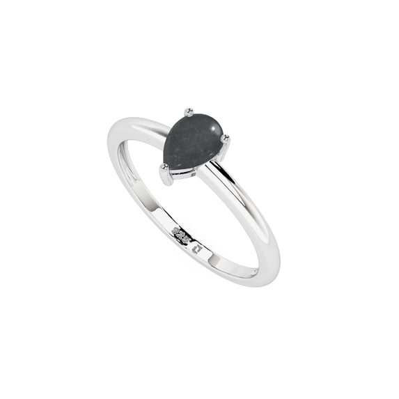 Natural Shungite Pear Shape Rings in Sterling Silver for Women, Special Birthstone Jewelry for Her Birthday, Wedding Anniversary, Christmas, Mothers Day
