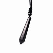 Natural Shungite Pendant Necklace - Polished Black Crystal Point with Adjustable Cord for Negative Energy Protection and Healing