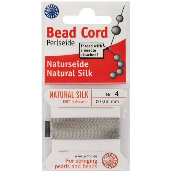 Natural Silk Bead Cord .6mmx2m-grey