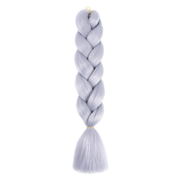 Natural Silver Braiding Hair Extensions High Temperature Fiber Jumbo Braiding Hair Extensions One Pack Black Braiding Hair(1pc-24 Inch)