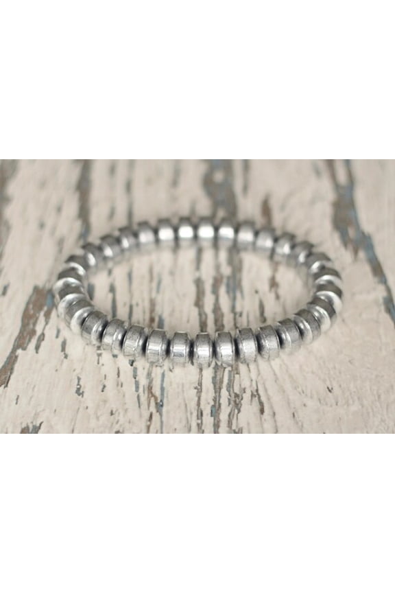 Natural Silver Hematite 8mm rondelle Shape smooth Cut Beads Stretchable Bracelet for Men & Women.