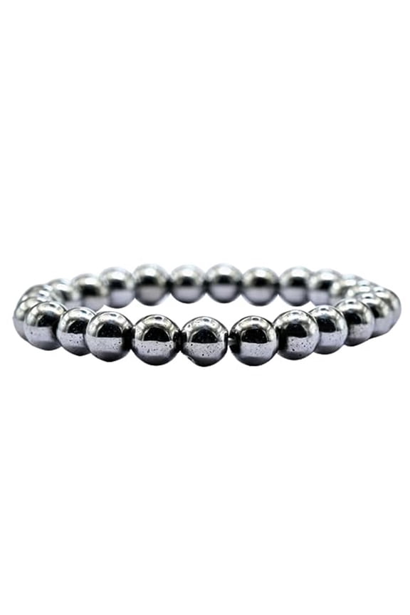 Natural Silver Hematite 8mm round Shape smooth Cut Beads Stretchable Bracelet for Men & Women.