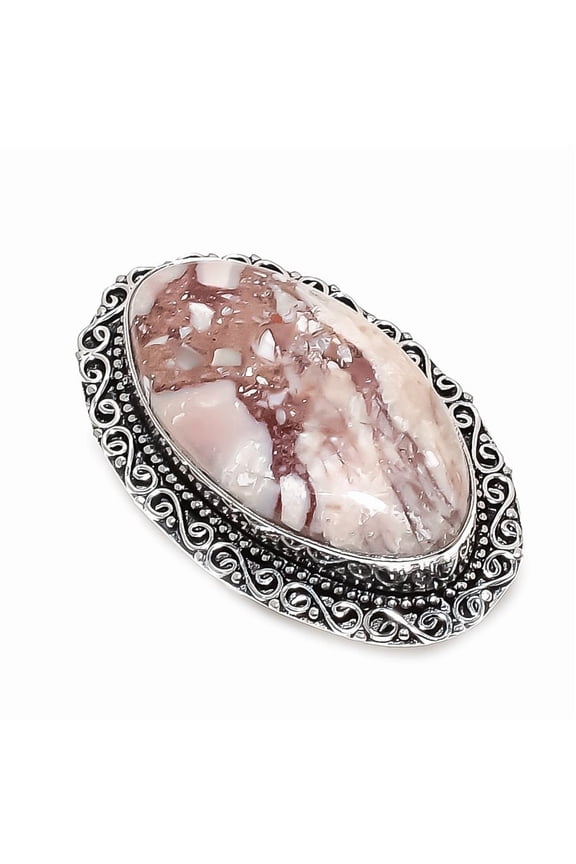 Natural Silver Leaf Jasper Gemstone 925 Sterling Silver Jewelry Ring Size 7