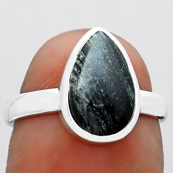 Natural Silver Leaf Obsidian 925 Sterling Silver Ring s.7 Jewelry R-1004 SDR181532