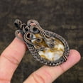thumbnail image 1 of Natural Silverleaf Jasper Gemstone Copper Wire Wrap Gift Pendant 2.84", 1 of 5