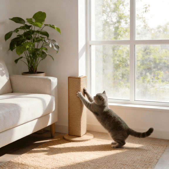 Natural Sisal Cat Scratcher Corner Post for Wall and Sofa Edge – Durable Natural Jute SPA Tumbling Design for Indoor Play and Exercise